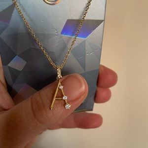 Anthropologie Pavé Monogram Necklace Letter A
